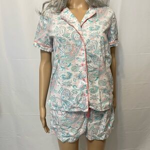 Joe Fresh Paisley Pajama Set Pink and Teal Women’s Extra Small
